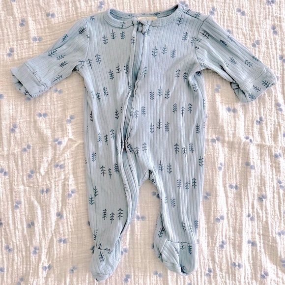 Rabbit & Bear Organic Other - Organic Cotton Zipper Footie Sleep & Play Baby Blue Newborn Size 0-3M
